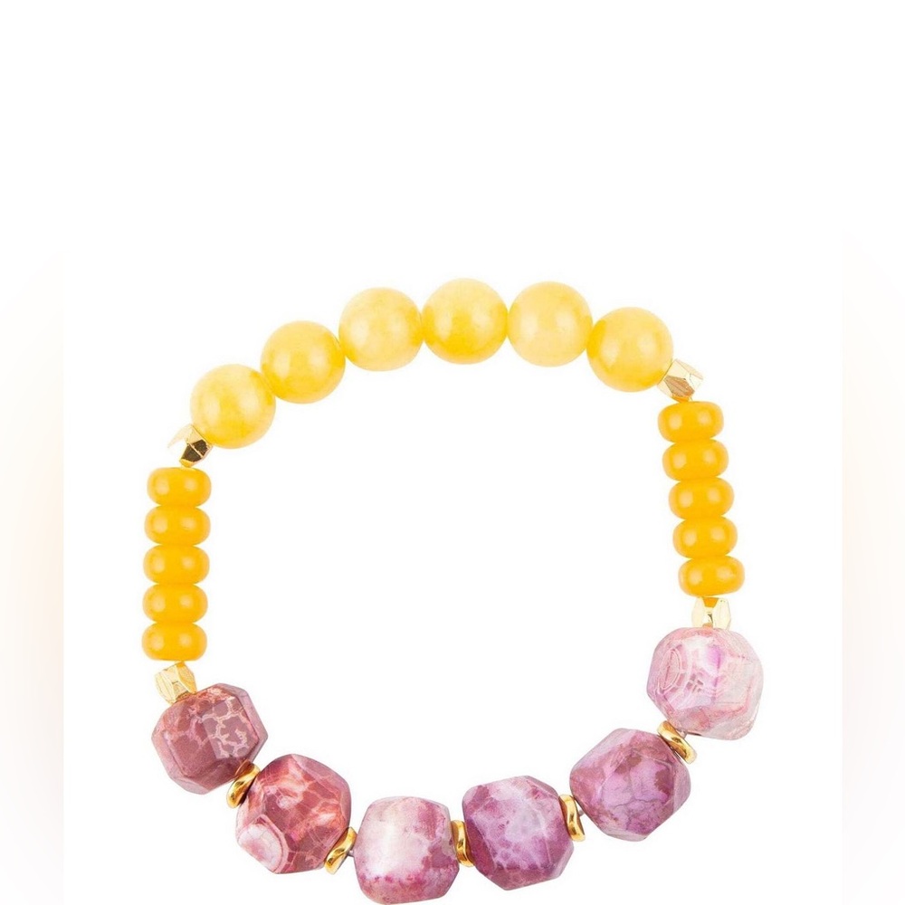 Genuine Stone Jade Agate Stretch Bracelet by Barse.